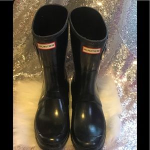 Black hunter short rain boots